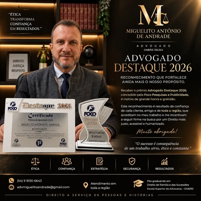 Post do Instagram: Advogado Destaque 2026, prêmio da Foco Pesquisas e Publicidade